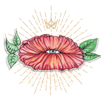 a drawing of a flower with an eye on it